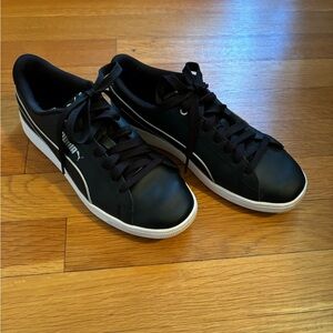 PUMA Womens Leather Athletic Lifestyle Shoes Sneakers Size 6.5 - Black / White